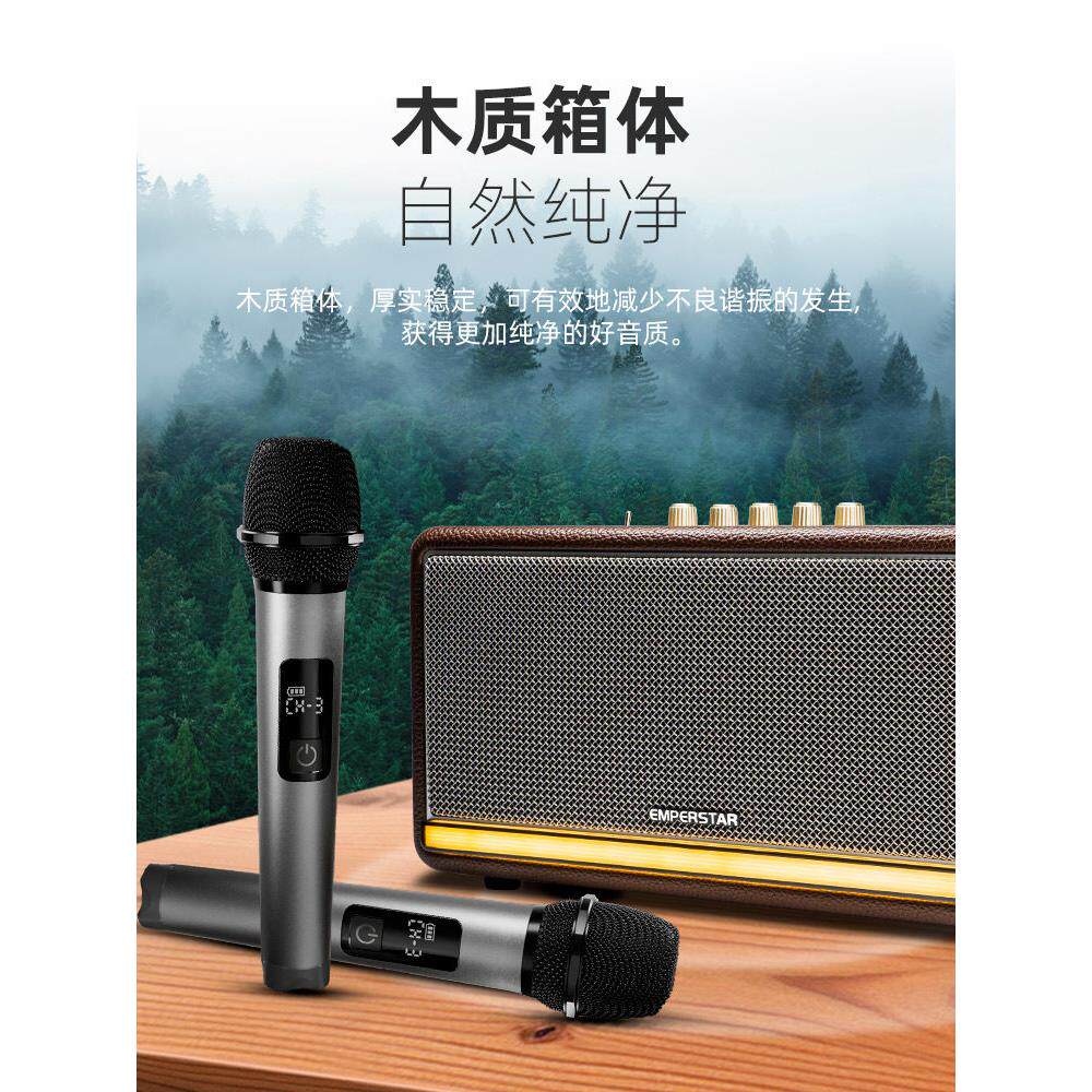 Q63家用无线蓝牙便携覆古高端重低音音响带话筒户外充电超长续航
