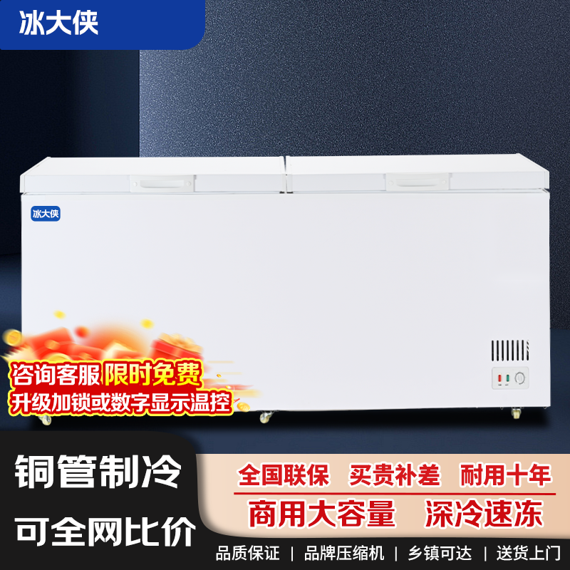 冰柜展示柜商用大容量冷藏冷冻铜管制冷冻柜节能单温双温卧式冷柜
