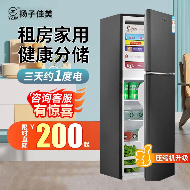 扬子佳美电冰箱大容量双门节能冷藏冻一级能效小型静音租房宿舍