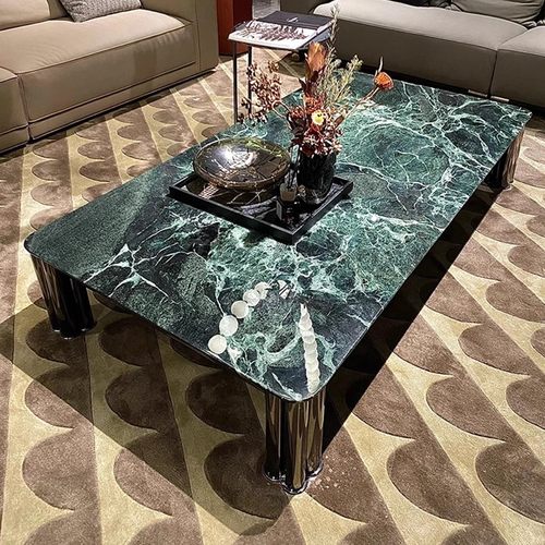 大理石大花绿意式大户型茶几轻奢