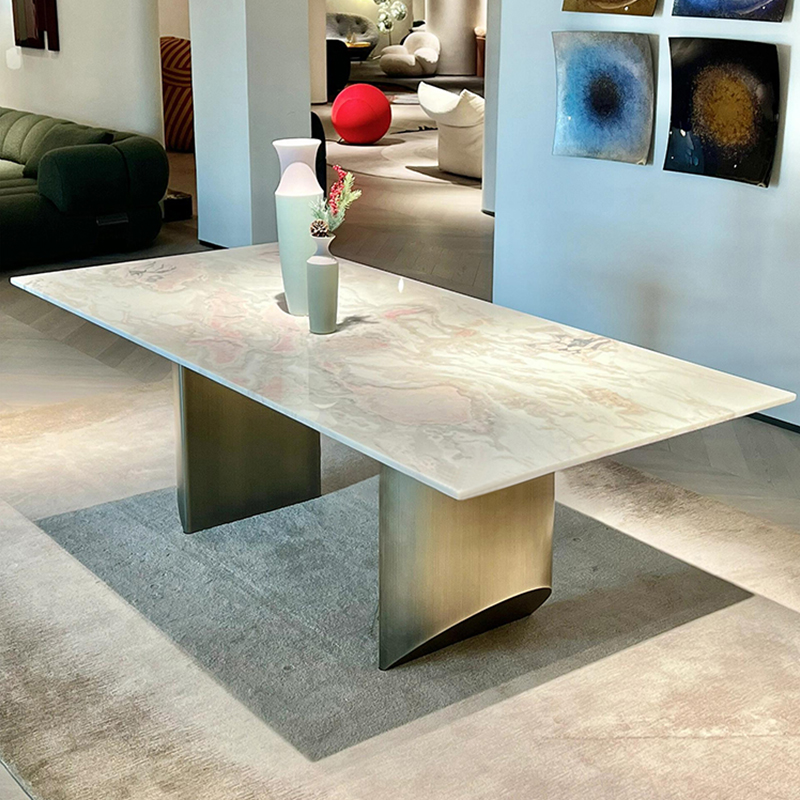 天然玫瑰彩虹奢石餐桌椅组合饭桌