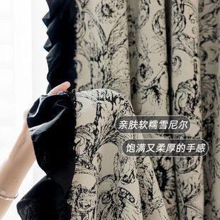 遮光窗帘客厅法式 2024年新款 复古提花雪尼尔落地客厅卧室书房窗帘