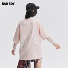 BAD BOY女装2025新款美式短袖夏季男女T恤情侣翅膀老鹰印花宽松