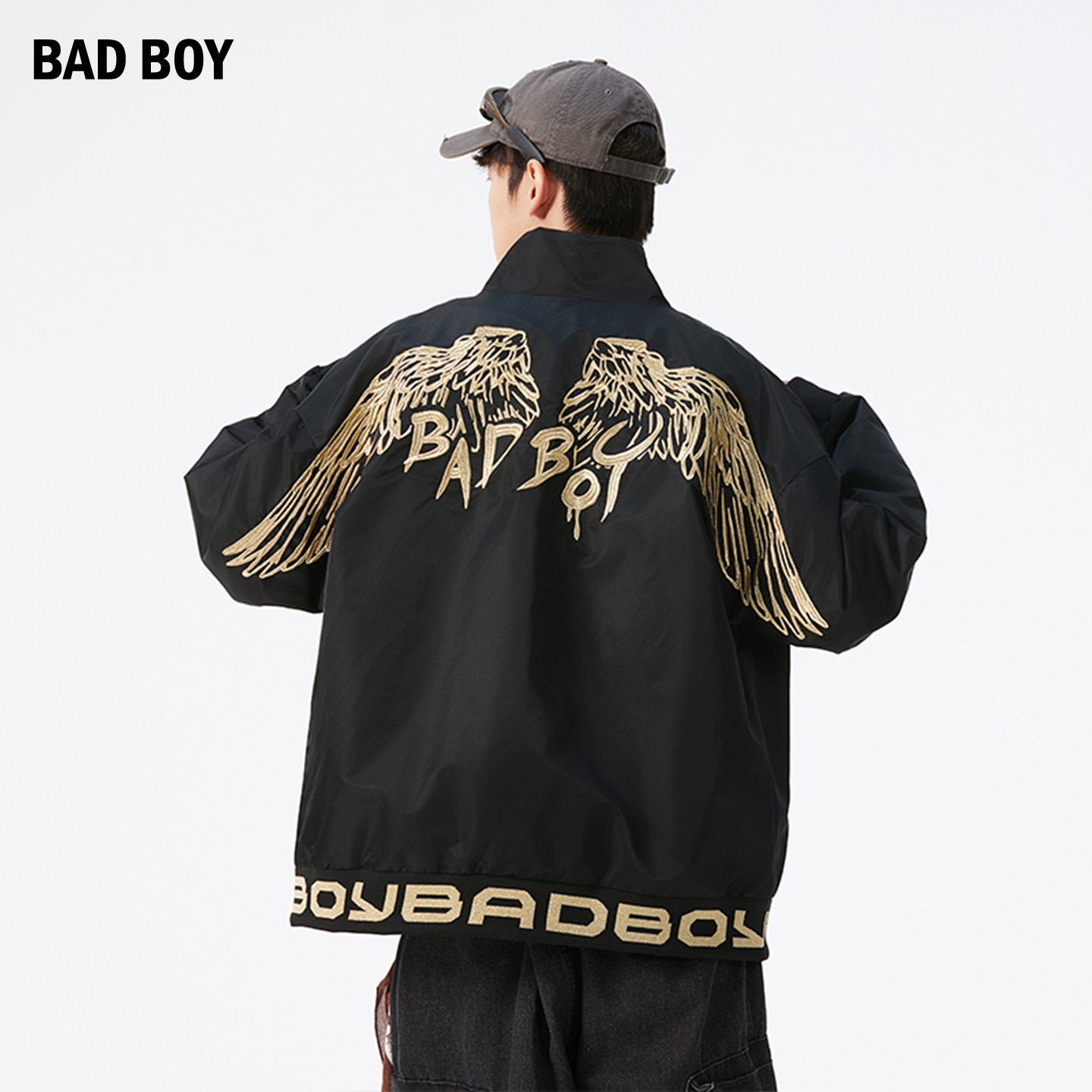 BADBOY男装潮牌烫金翅膀夹克