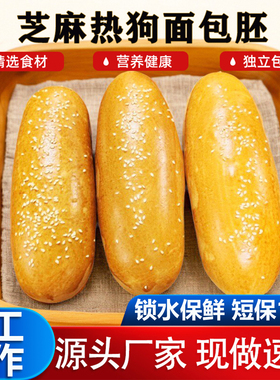 港式芝麻热狗包胚商用半成品手工烘焙汉堡胚营养早餐食材香肠包胚