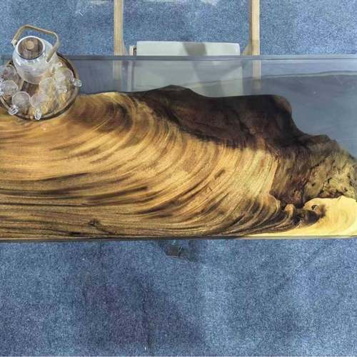 现代简约创意环氧树脂河流实木桌办公桌全实木树脂茶桌艺术桌