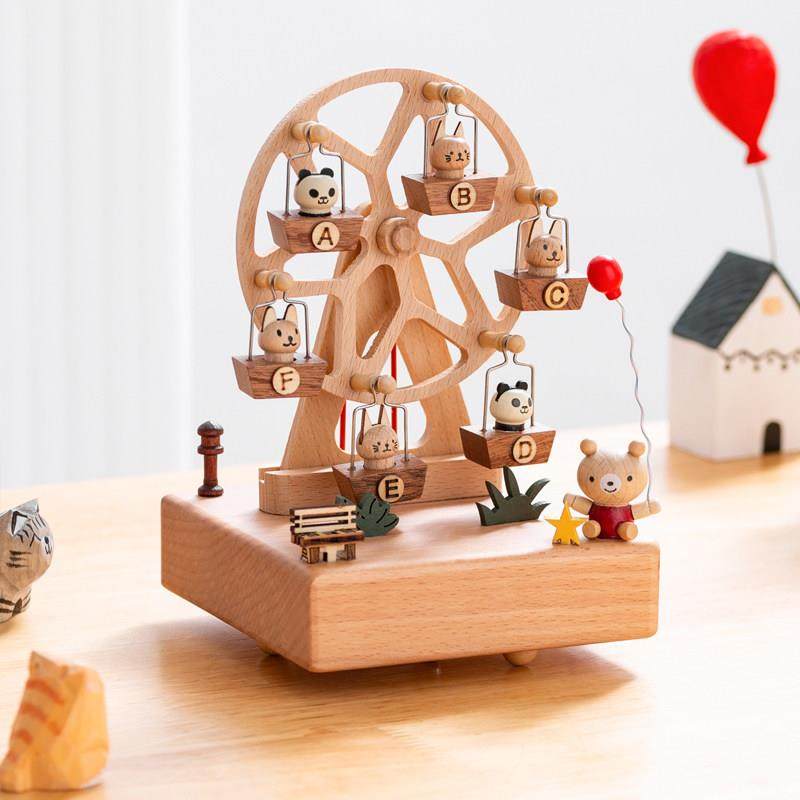摩天轮八音盒木质音乐盒可爱旋转木马桌面治愈系摆件女孩生日礼物,3C数码配件,USB多功能数码宝,淘宝优惠券,粉丝福利购,淘宝优惠卷