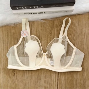 正品超薄小猫爪杯内衣网纱透气大胸显小调整型杯防凸点软钢圈文胸