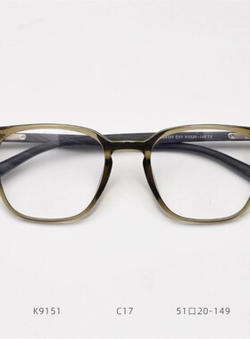 复古橄榄绿色51mmn仿木纹眼镜框女潮大脸素颜显瘦配近视眼睛镜框
