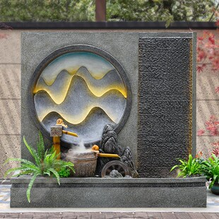 大假山流水喷泉鱼缸客厅办公室酒店会所落地M摆件户外田园庭院景