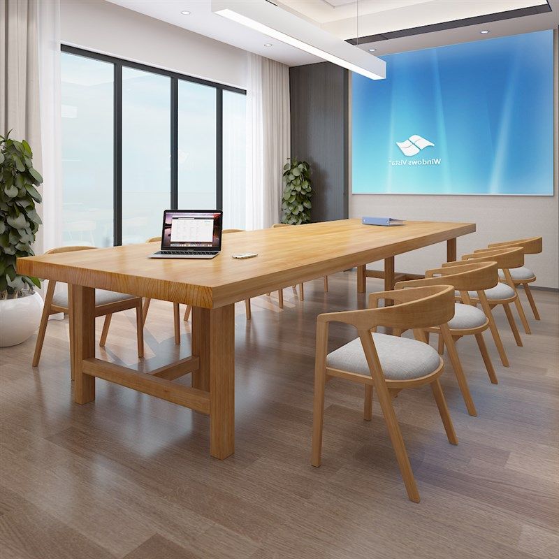 全实木现代简约书桌办公桌椅组合会议培训电脑桌子长桌工作台1026