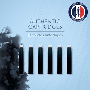 wn威迪文黑色精装墨水钢笔用墨水囊高级纯蓝支盒装便携分装