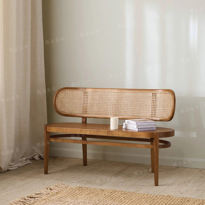 实木西人椅复古休闲藤椅民宿阳台家用藤编沙发椅