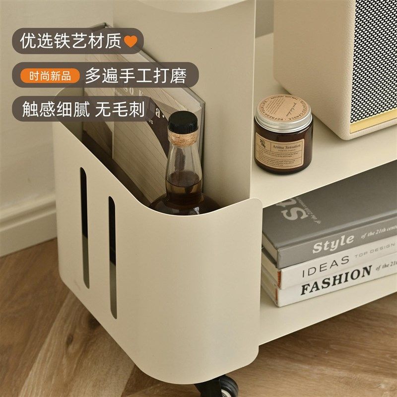 铁梵奶油风创意床头柜替代品铁艺极窄床边柜窄边小边几长条图片