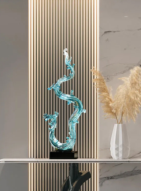 游龙流水新国潮抽象艺术雕塑玄关酒店大厅极简装饰品级