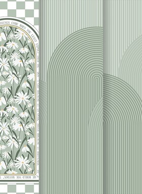 灰绿色拉门纸定制玻璃门画 画雏菊移门自粘卧室装饰