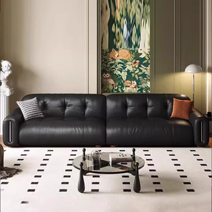 意式真皮沙发组合家用沙发客厅2025新款小户型直排三人位四人位