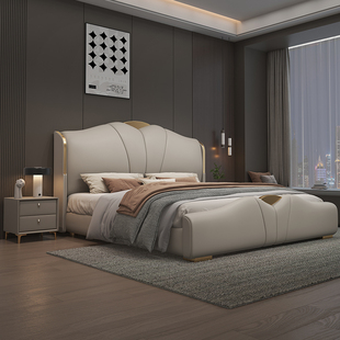 床意式轻奢1.8米双人床现代简约主卧大床高端大气软包床婚床2米2