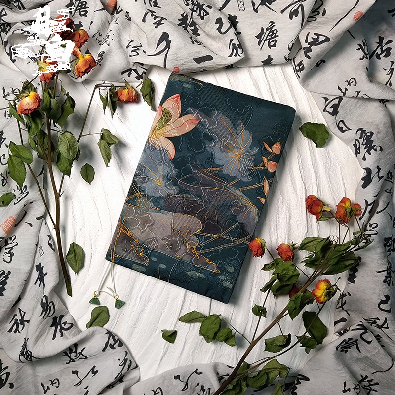 月白 荷之韵 新中式荷花红云纱A5A6活页手帐手账本书衣记事本礼物