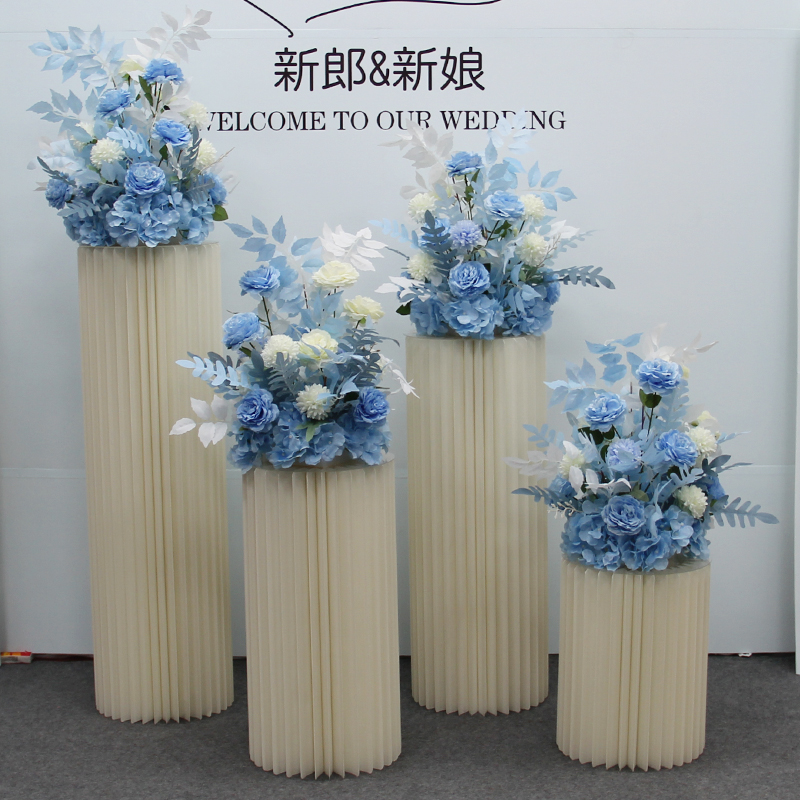 婚庆道具甜品台假花立柱摆放花球花柱酒店婚礼布置橱窗装饰摆件