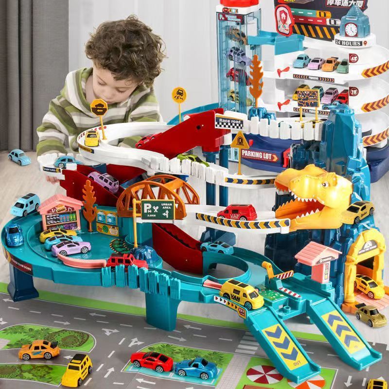 恐龙盘山轨道城市停汽车大楼狮王山儿童玩具男孩3到12岁 生日礼物