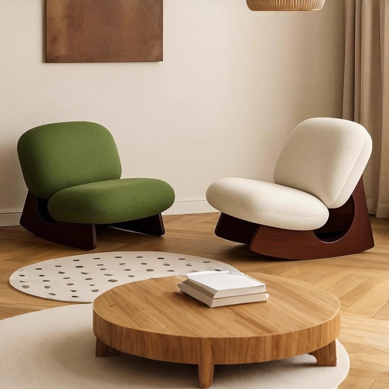 设计师单人摇摇椅民宿客厅阳台卧室实木沙发小户型个性懒人休闲椅