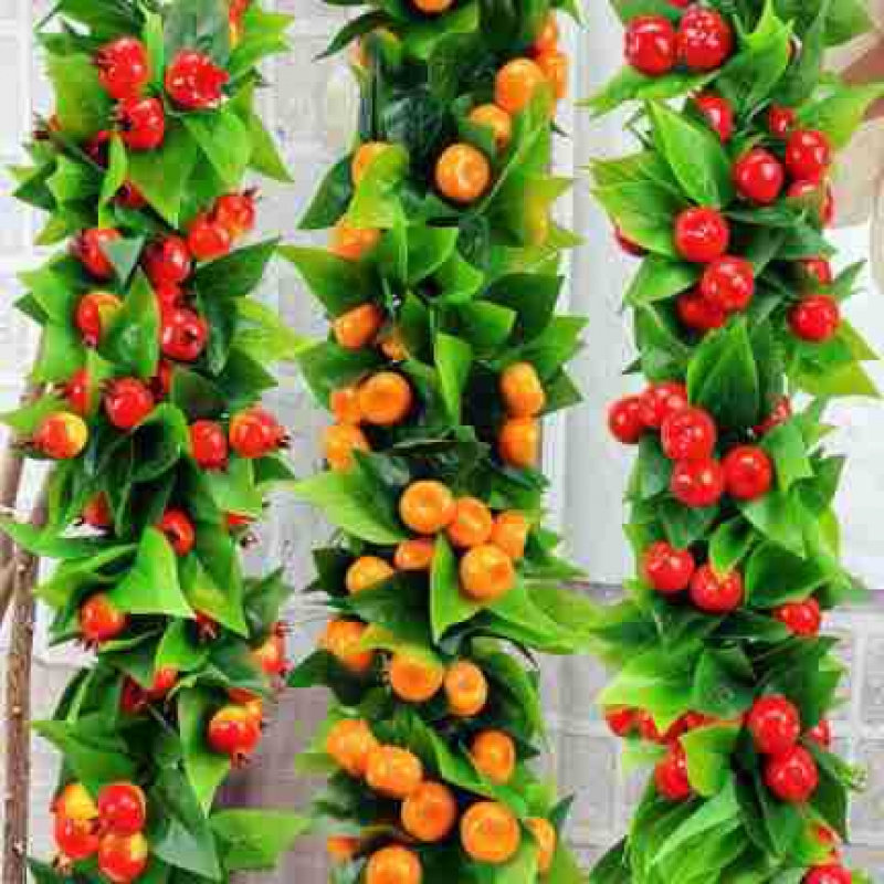 仿真泡沫水果藤条空调管道缠绕挂壁吊顶仿真绿植墙面装饰塑料假花