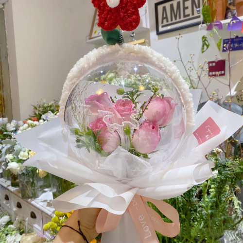 高透明亚克力玫瑰花束甜蜜泡泡球