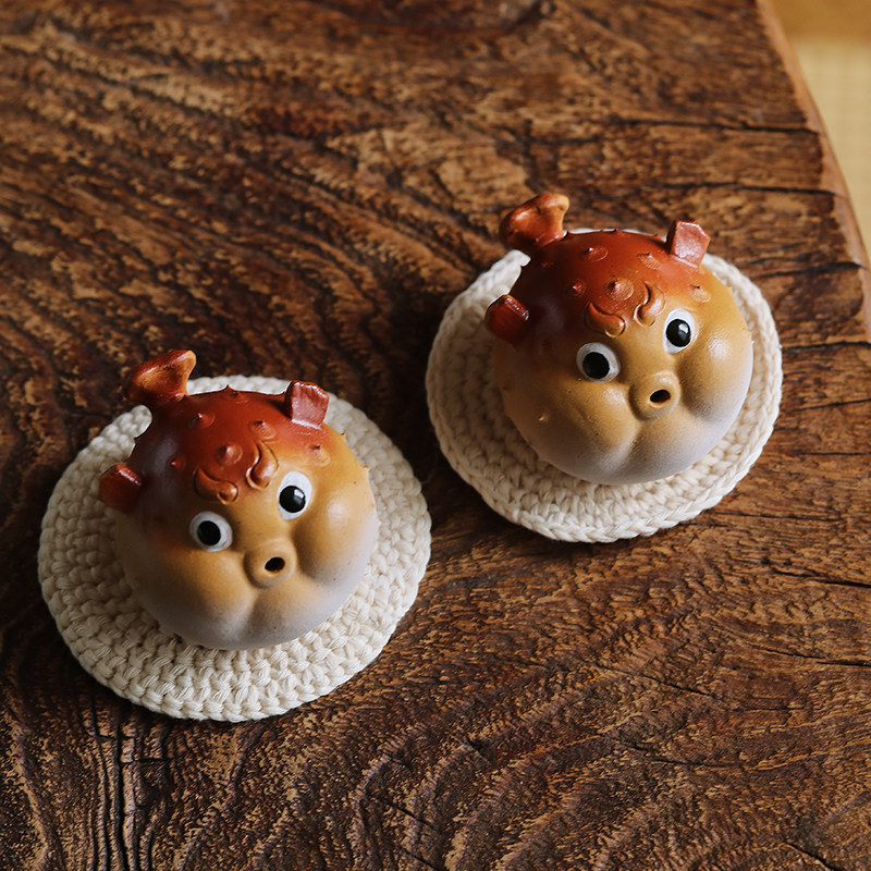 梵悦纯手工卡通可爱呆萌小河豚香插茶宠紫砂创意茶道零配桌面摆件,餐饮具,茶宠摆件,淘宝优惠券,粉丝福利购,淘宝优惠卷