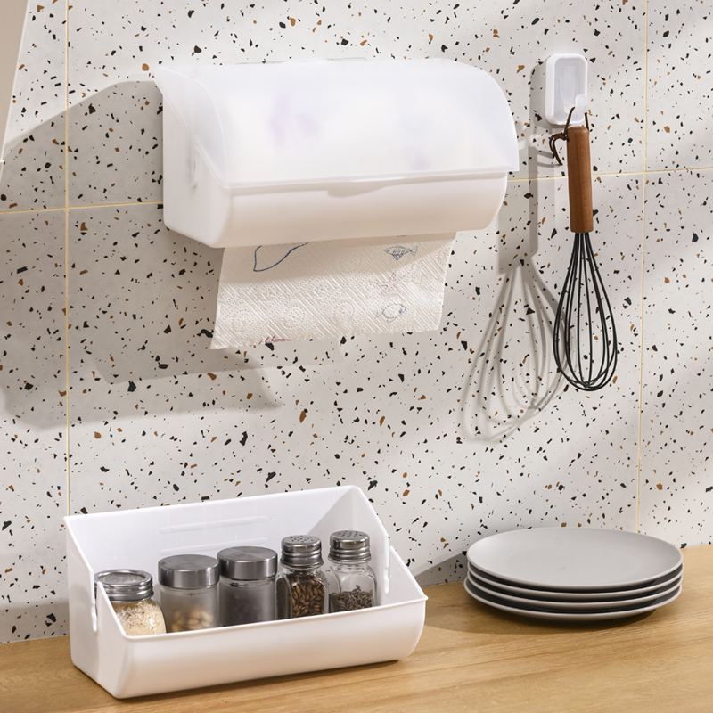 厨房纸巾盒免打孔壁挂橱柜卷纸架纸巾架厨房用保鲜膜抹布收纳防油