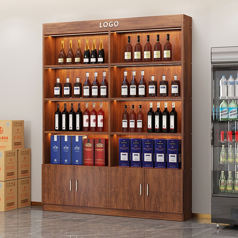 烟酒茶家具靠墙酒柜展示柜便利店零食展示架超市货架茶叶储藏柜子