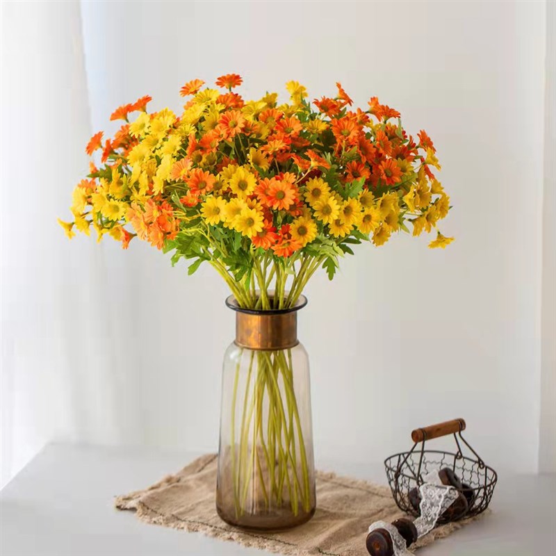 小雏菊仿真花野菊花假花绢花客厅摆设塑料花餐桌干花花束装饰摆件