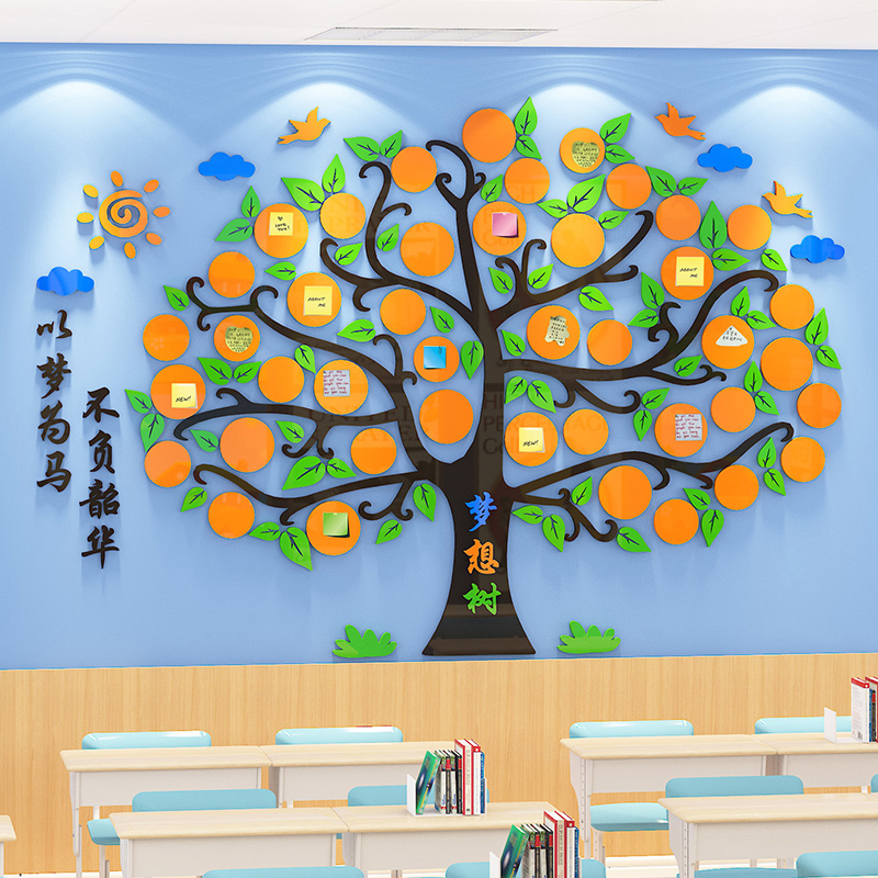 创意梦想树心许愿墙贴初高中小学励志目标墙班级文化布置教室装饰