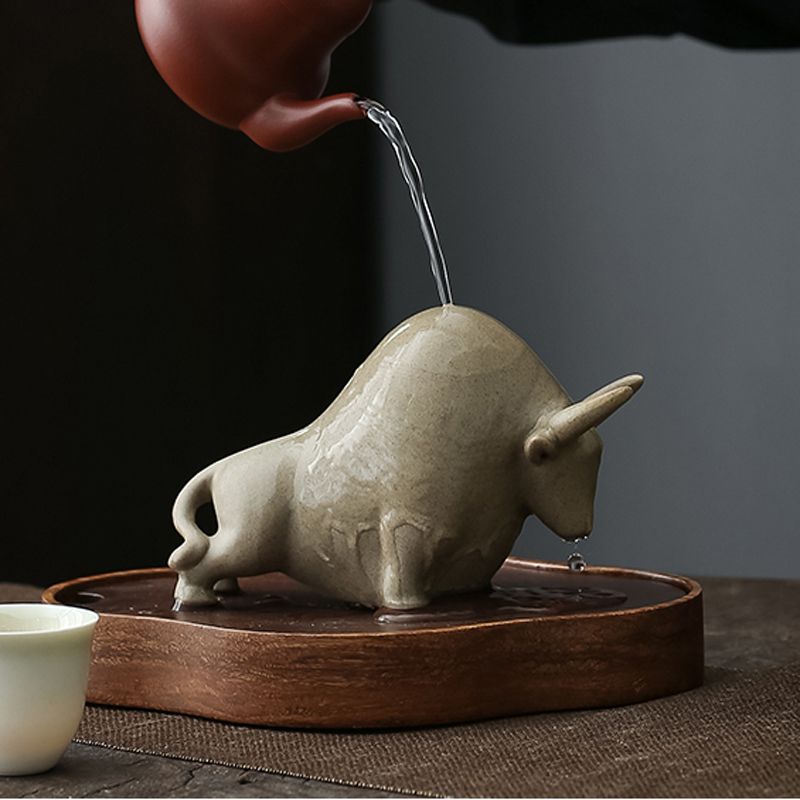 宇轩 紫砂茶宠牛手工可养牛气冲天摆件茶具茶桌精品茶玩茶艺摆件