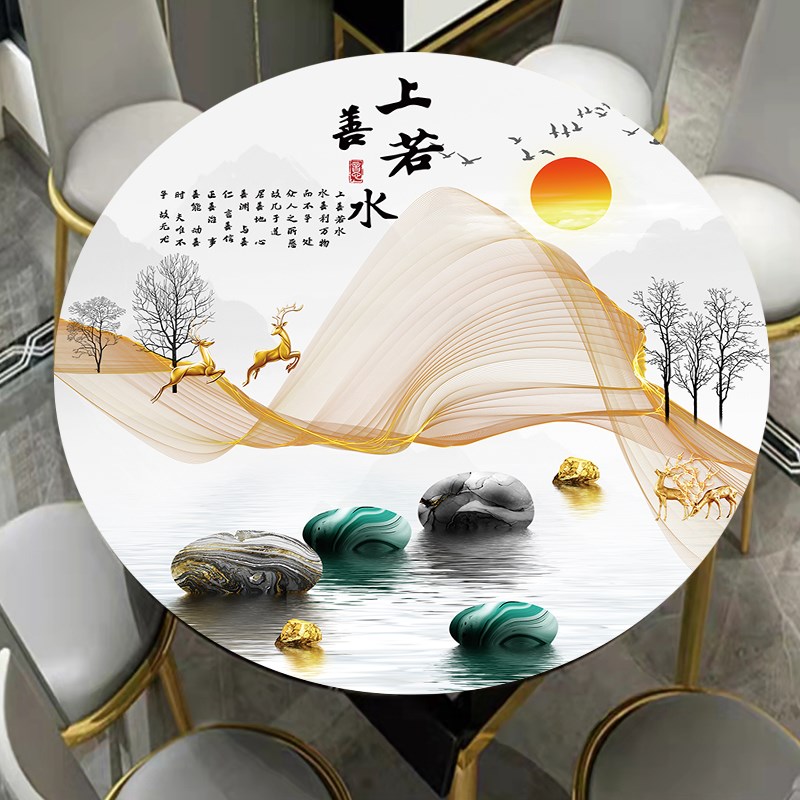 现代防水PVC水晶板软玻璃盖垫 卡通圆形餐桌茶几免洗软塑胶垫