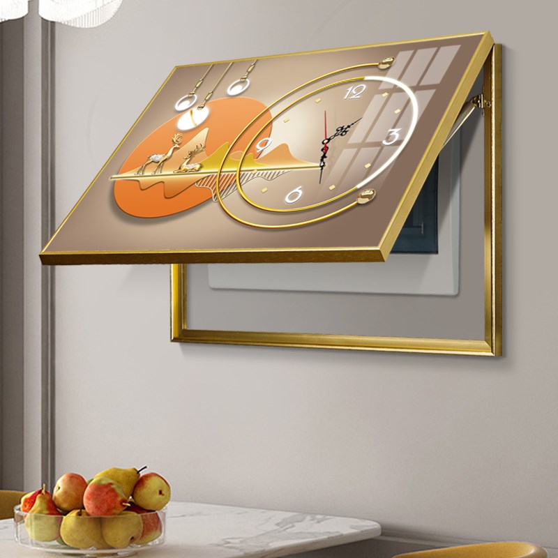 现代简约带钟表电表箱画装饰配电箱画免打孔遮挡电表画电闸挂画