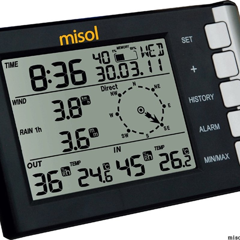 无线气象仪室内外温湿度雨量计风向风速测量家用气象仪
