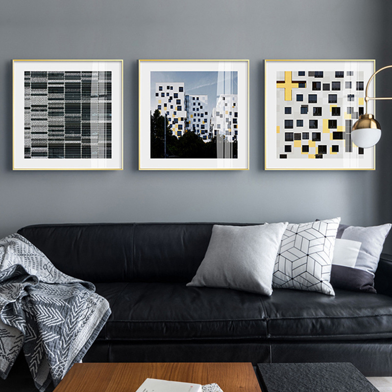 抽象几何建筑装饰画客厅家装挂画现代简约轻奢风卧室沙发背景墙画图片