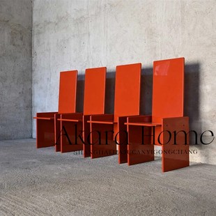 中古仪式感餐椅高背艺术设计师样板间红色单人椅家用靠背椅休闲椅