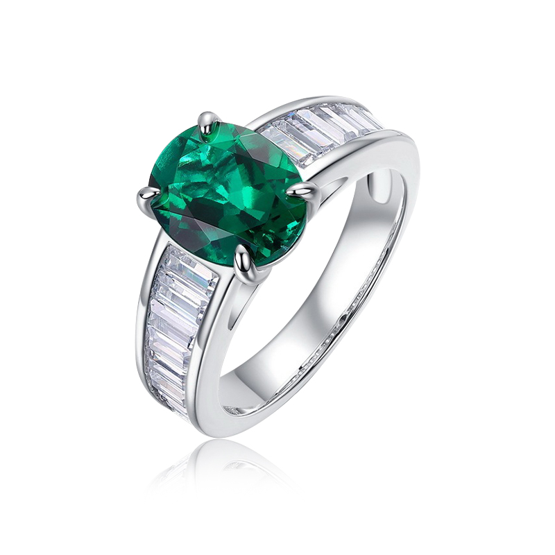 【Q .Jewelry】S925银培育祖母绿戒指 略有不同