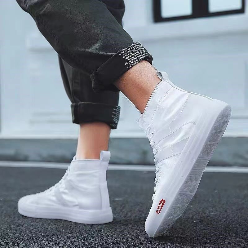 帆布鞋男韩版潮流百搭夏季小白鞋透气布鞋网红休闲板鞋学生高帮鞋,流行男鞋,高帮鞋,淘宝优惠券,粉丝福利购,淘宝优惠卷