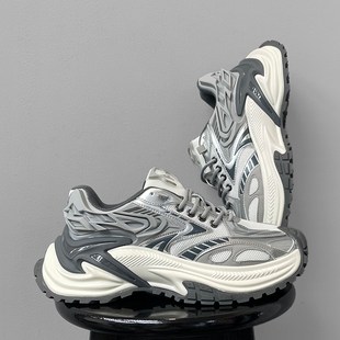 子小黑鞋 银灰响尾蛇慢跑老爹鞋 透气厚底增高运动休闲鞋 春季 男女款