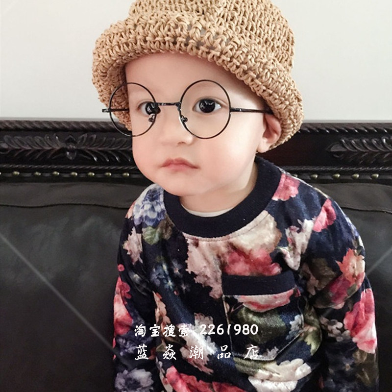 韩版潮时尚儿童复古眼镜框无镜片可爱小孩眼镜圆形框男童女童宝宝
