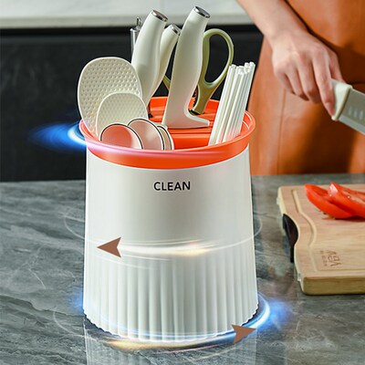 刀架置物架d厨房旋转沥水刀具收纳架塑料多功能台面小型放菜刀座