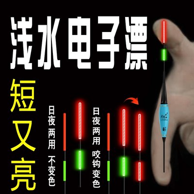 夜光短小浅水漂远投浮漂咬v钩变色电子漂钓白条日夜两用鱼冰钓草