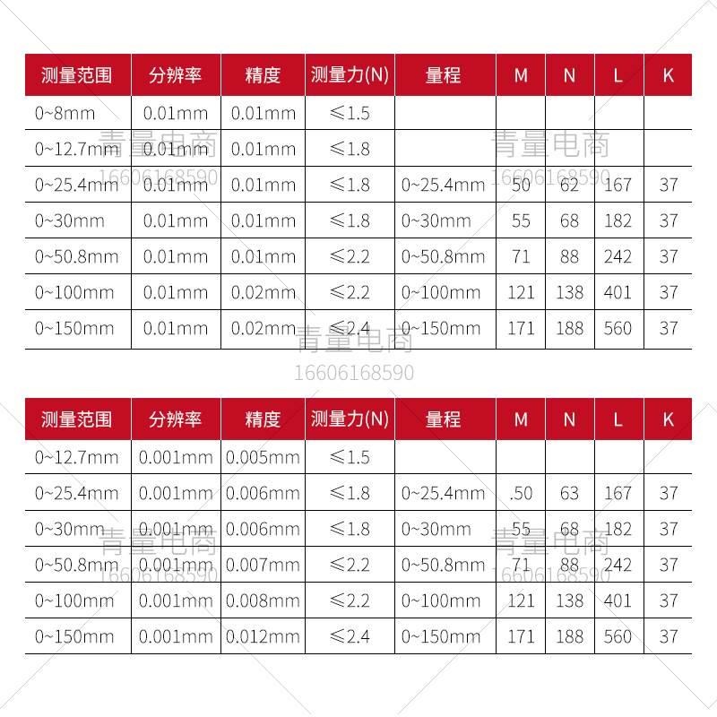 青量数显电子百分表0.001千分表0-12.7-25-50-100-150mm*