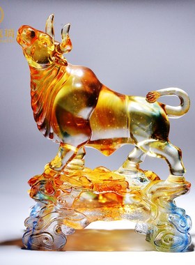 牛摆件办公室琉璃工艺品客厅办公室公司桌面创意开业礼品定制