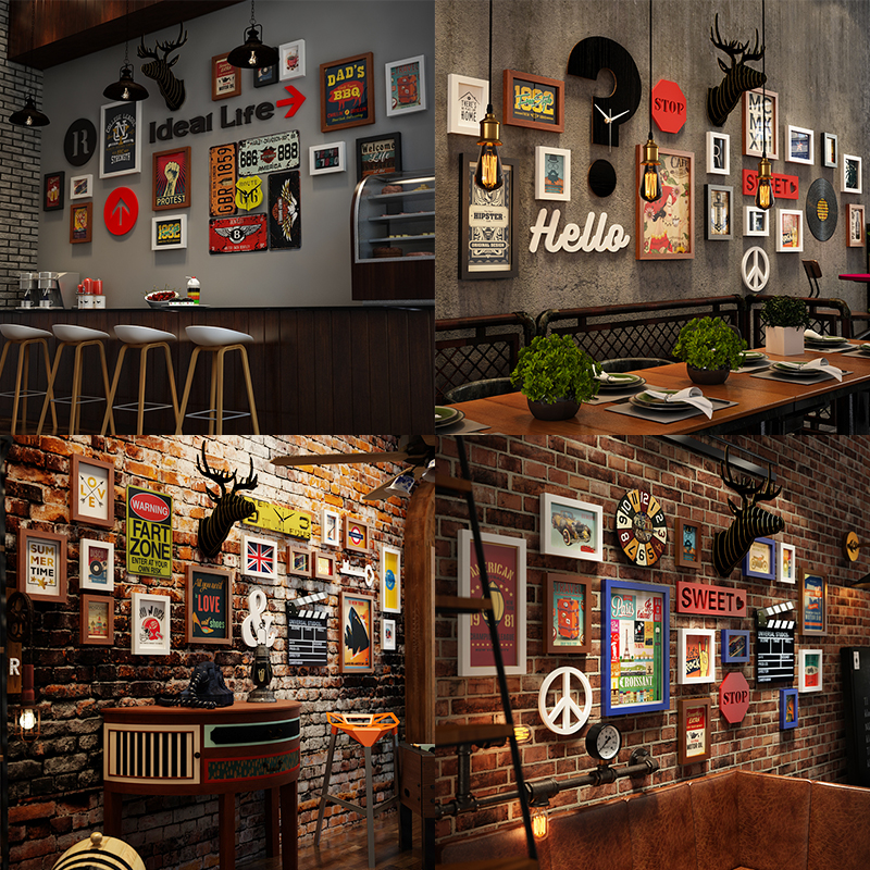 工业风墙面装饰品酒吧墙壁挂件复古 创意个性美发店饭店墙上挂饰