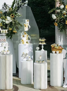 婚庆折叠圆柱甜品台纸质罗马柱折柱路引摆件商场橱窗生日派对布置