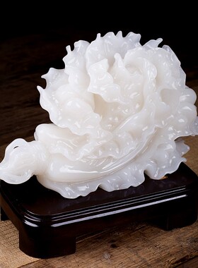 石诚记天然玉石白菜摆件乔迁客厅风水装饰品办公室摆设开业礼品